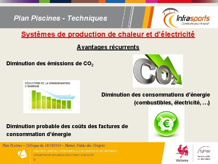 Plan Piscines - Techniques Systèmes de production de chaleur et d’électricité Avantages récurrents Diminution