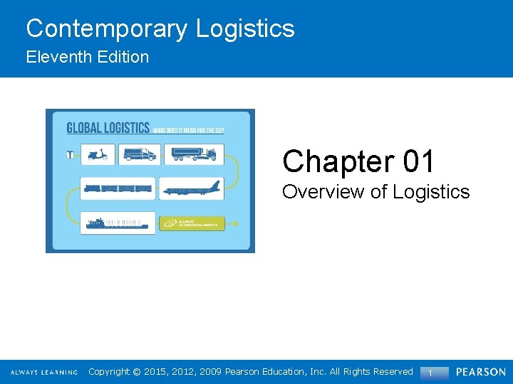 Contemporary Logistics Eleventh Edition Chapter 01 Overview of Logistics Copyright©© 2015, 2012, 2009 Pearson.