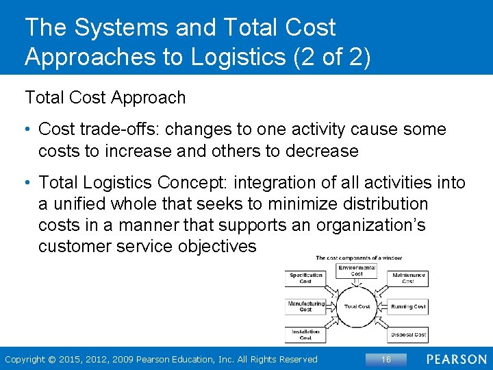 The Systems and Total Cost Approaches to Logistics (2 of 2) Total Cost Approach