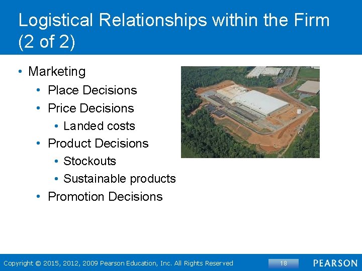 Logistical Relationships within the Firm (2 of 2) • Marketing • Place Decisions •