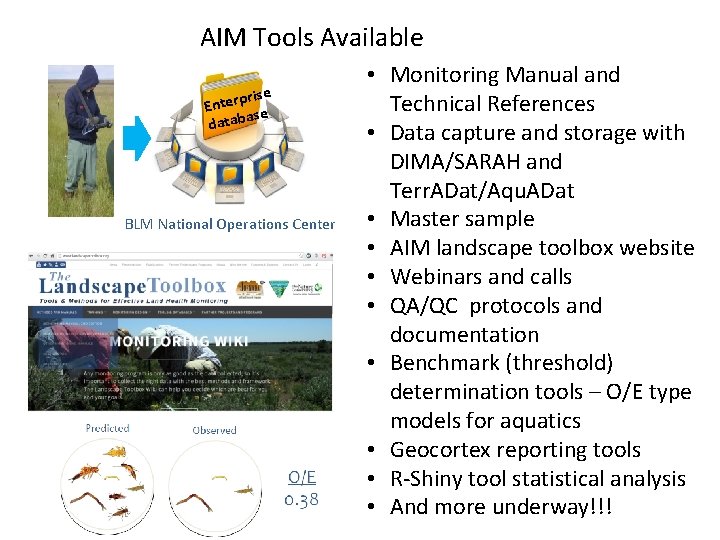 AIM Tools Available rise Enterp e as datab BLM National Operations Center • Monitoring