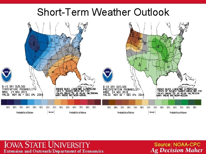 Short-Term Weather Outlook Source: NOAA-CPC Extension and Outreach/Department of Economics 