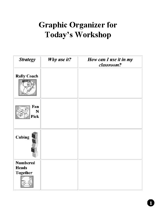 Graphic Organizer for Today’s Workshop 1 Graphic Organizer for Today’s Workshop 1
