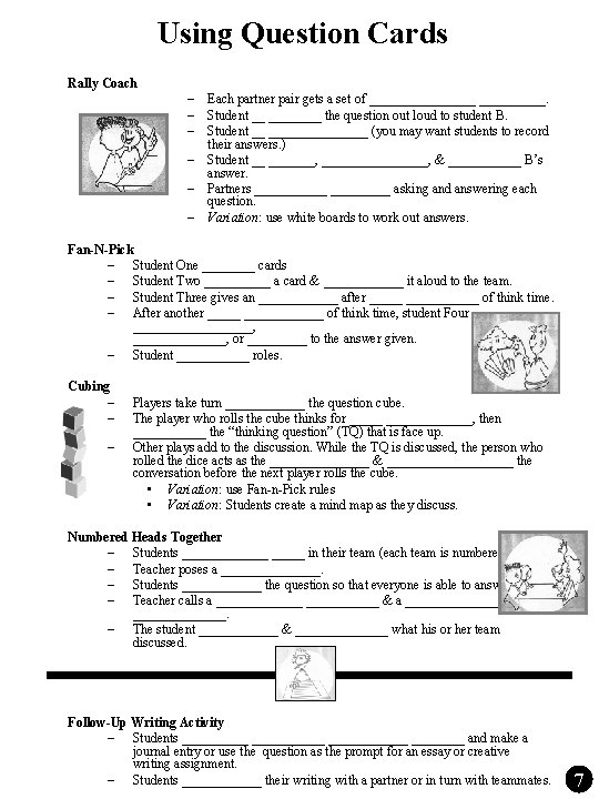 Using Question Cards Rally Coach – Each partner pair gets a set of ________. Using Question Cards Rally Coach – Each partner pair gets a set of ________.