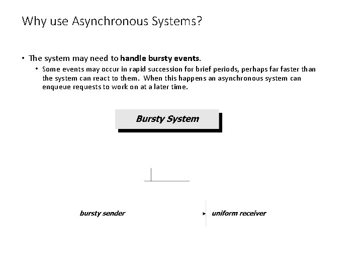 Why use Asynchronous Systems? • The system may need to handle bursty events. •