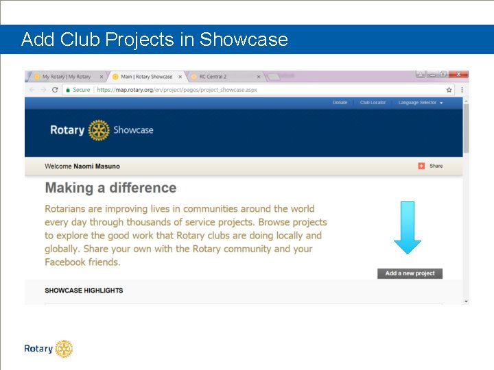 Add Club Projects in Showcase 
