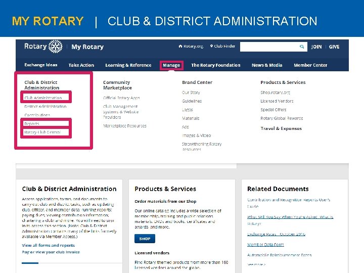 MY ROTARY | CLUB & DISTRICT ADMINISTRATION 