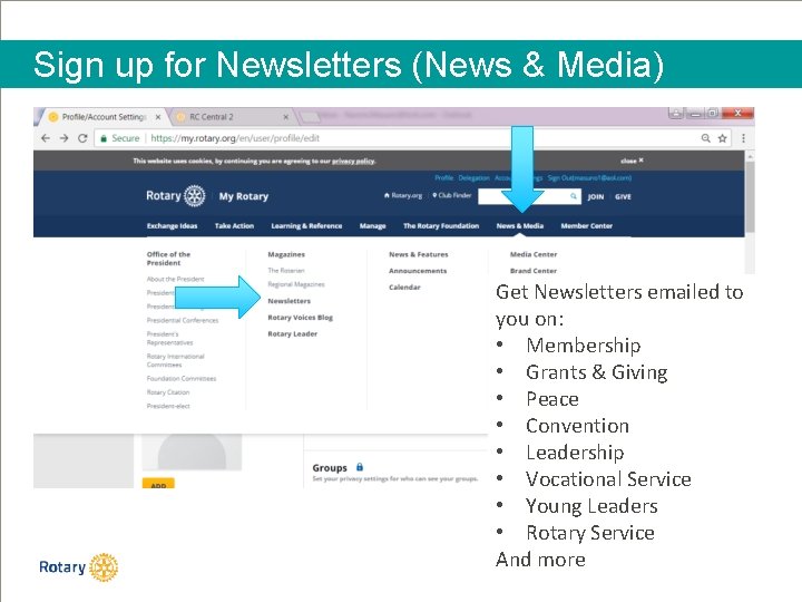 Sign up for Newsletters (News & Media) Get Newsletters emailed to you on: •