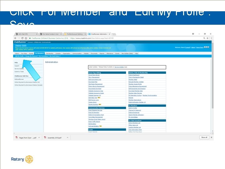 Click “For Member” and “Edit My Profie”. Save 