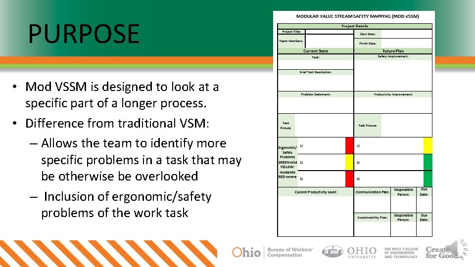 PURPOSE • Mod VSSM is designed to look at a specific part of a