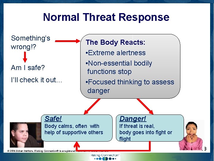 Normal Threat Response Something’s wrong!? Am I safe? I’ll check it out… The Body