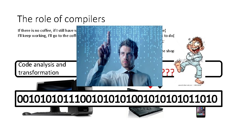 The role of compilers If there is no coffee, if I still have work