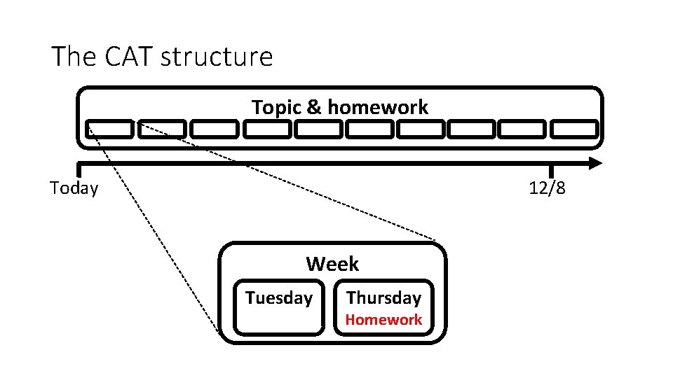The CAT structure Topic & homework Today 12/8 Week Tuesday Thursday Homework 
