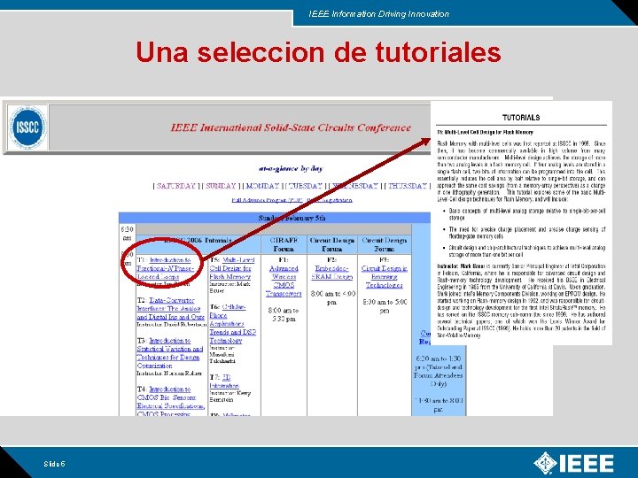 IEEE Information Driving Innovation Una seleccion de tutoriales Slide 5 