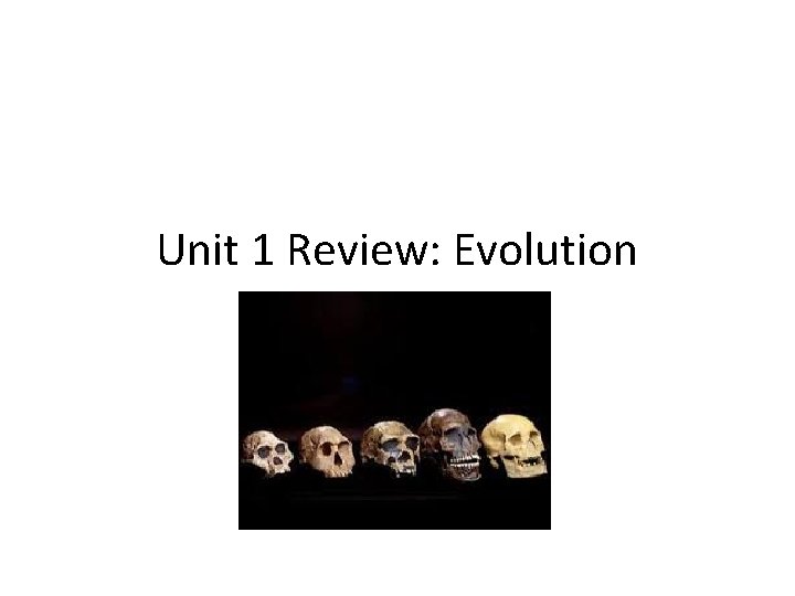 Unit 1 Review Evolution Wildlife biologists are working
