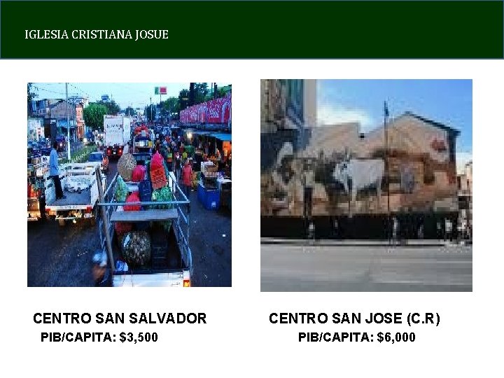 IGLESIA CRISTIANA JOSUE CENTRO SAN SALVADOR PIB/CAPITA: $3, 500 CENTRO SAN JOSE (C. R)