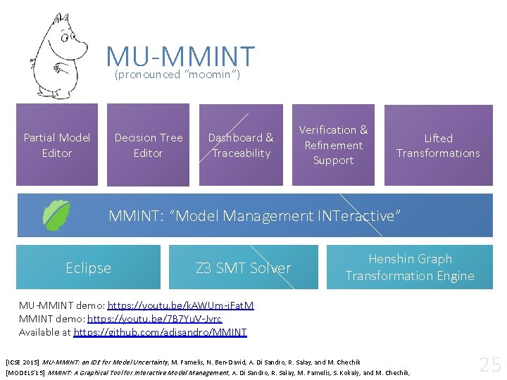 MU-MMINT (pronounced “moomin”) Decision Tree Editor Partial Model Editor Dashboard & Traceability Verification & MU-MMINT (pronounced “moomin”) Decision Tree Editor Partial Model Editor Dashboard & Traceability Verification &