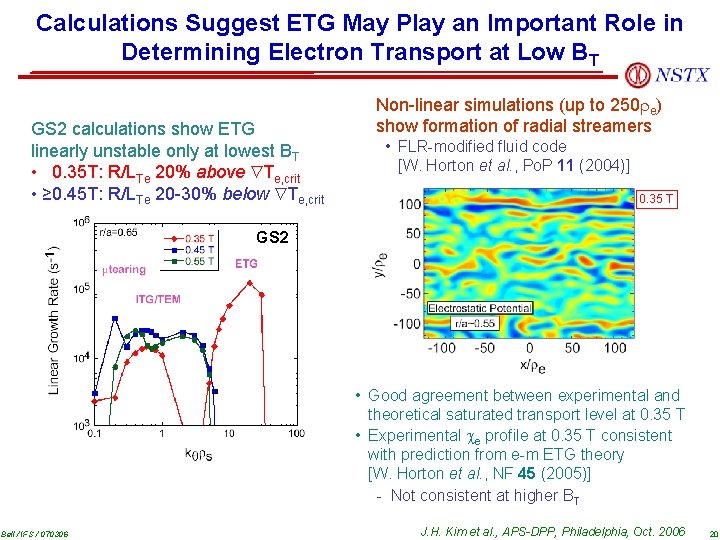 Calculations Suggest ETG May Play an Important Role in Determining Electron Transport at Low
