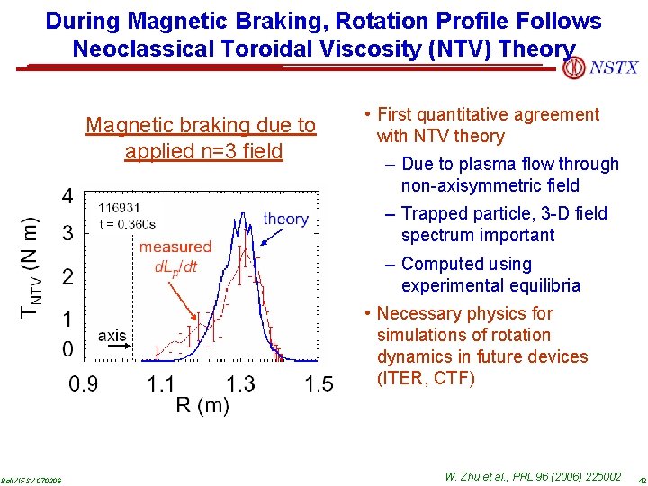 During Magnetic Braking, Rotation Profile Follows Neoclassical Toroidal Viscosity (NTV) Theory Magnetic braking due