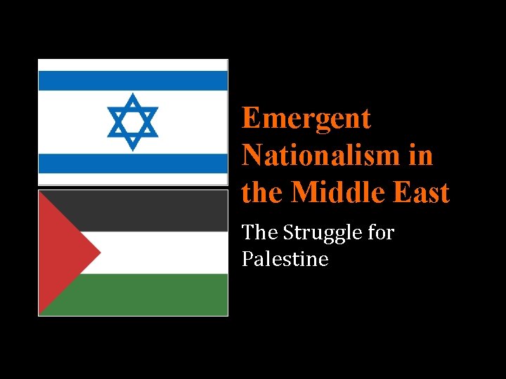 Emergent Nationalism in the Middle East The Struggle for Palestine 
