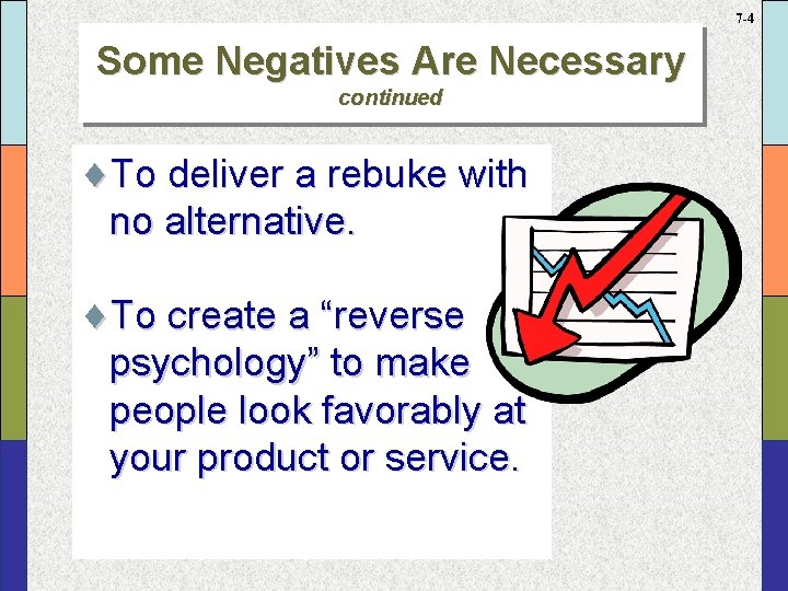 7 -4 Some Negatives Are Necessary continued ¨To deliver a rebuke with no alternative.