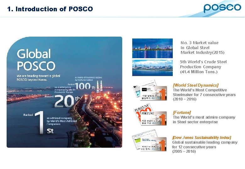 1. Introduction of POSCO No. 3 Market value In Global Steel Market Industry(2015) 5