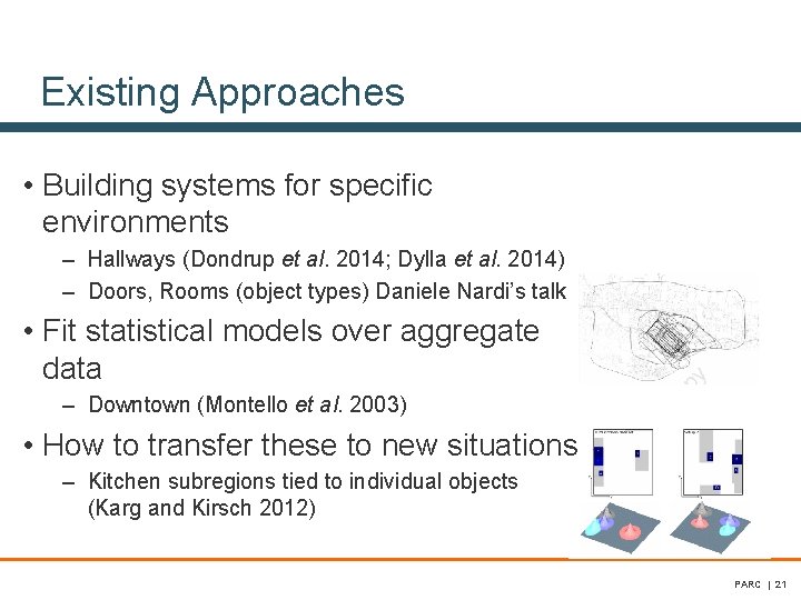 Existing Approaches • Building systems for specific environments – Hallways (Dondrup et al. 2014; Existing Approaches • Building systems for specific environments – Hallways (Dondrup et al. 2014;