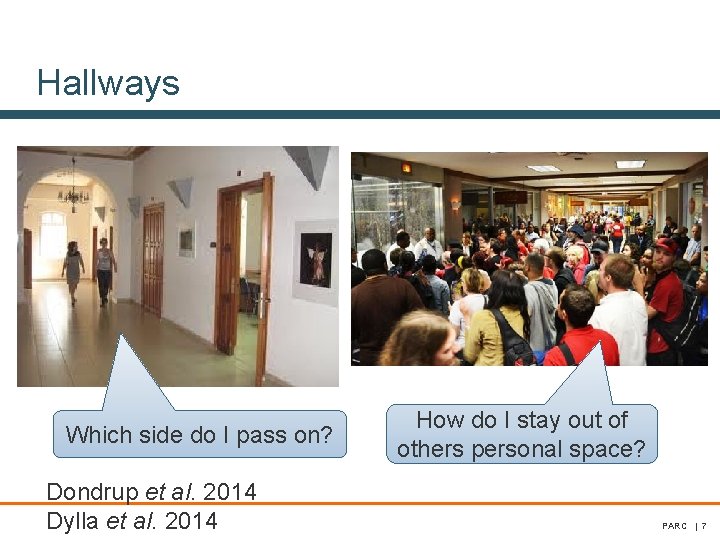 Hallways Which side do I pass on? Dondrup et al. 2014 Dylla et al. Hallways Which side do I pass on? Dondrup et al. 2014 Dylla et al.