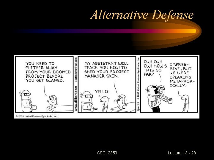 Alternative Defense CSCI 3350 Lecture 13 - 28 