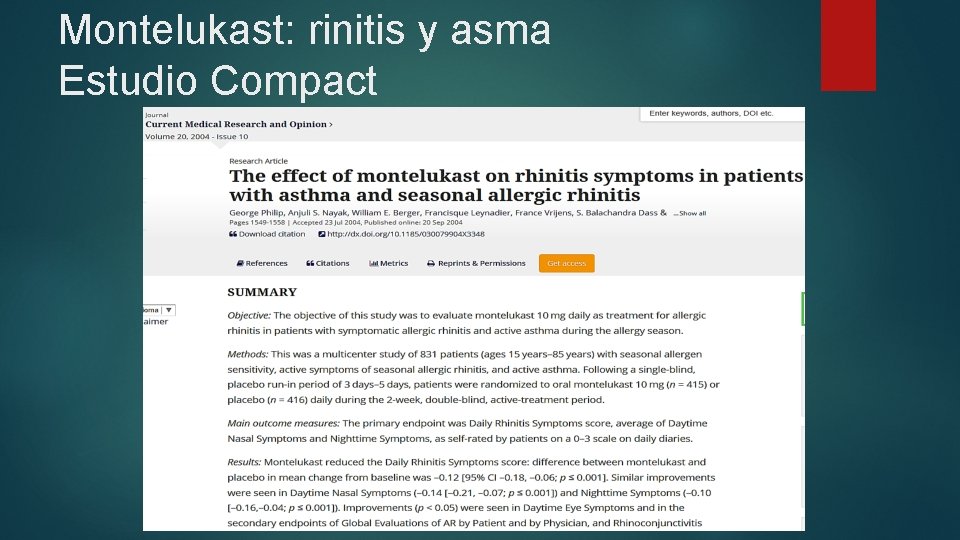 Montelukast: rinitis y asma Estudio Compact 