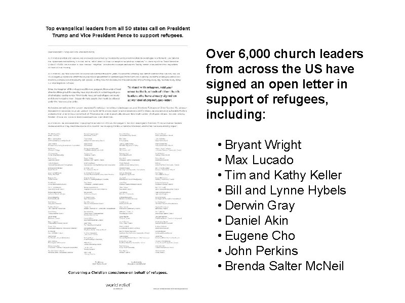 Over 6, 000 church leaders from across the US have signed an open letter