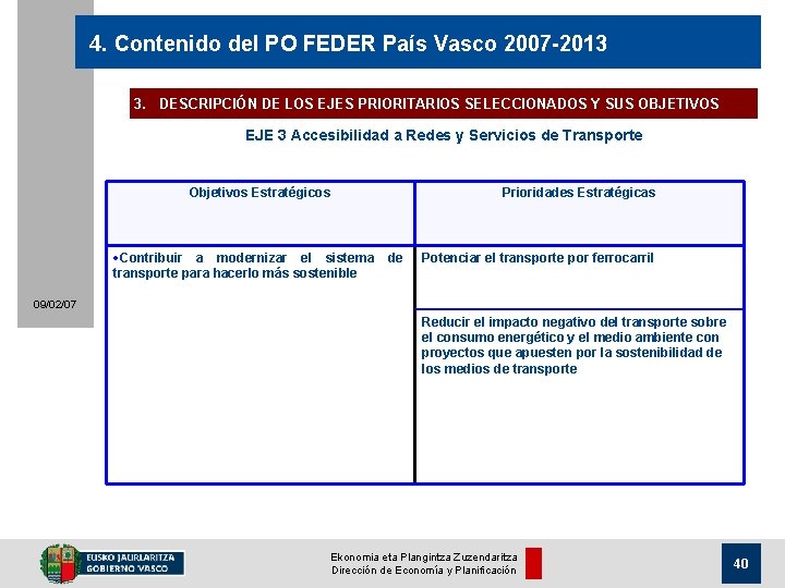 4. Contenido del PO FEDER País Vasco 2007 -2013 3. DESCRIPCIÓN DE LOS EJES