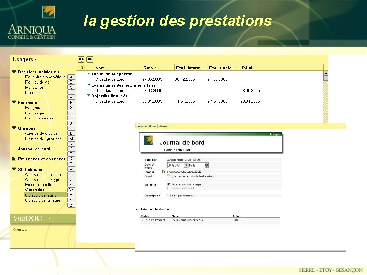 la gestion des prestations 