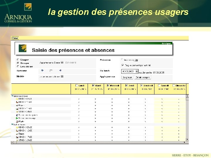 la gestion des présences usagers 