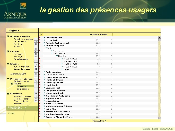 la gestion des présences usagers 