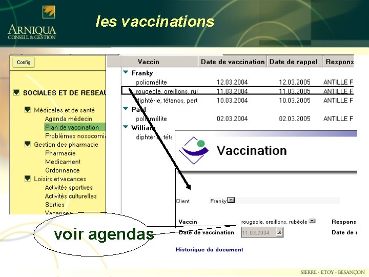 les vaccinations voir agendas 