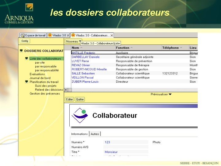 les dossiers collaborateurs 