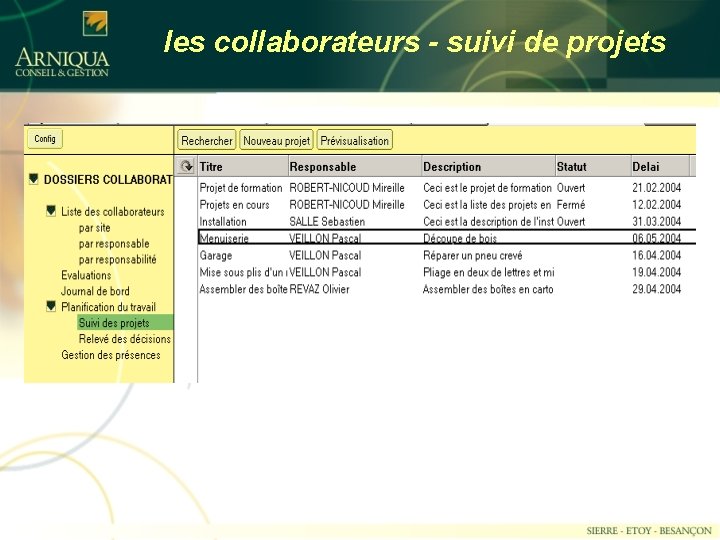 les collaborateurs - suivi de projets 