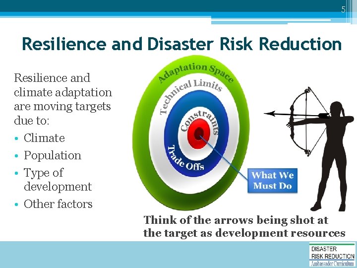 5 Resilience and Disaster Risk Reduction Resilience and climate adaptation are moving targets due