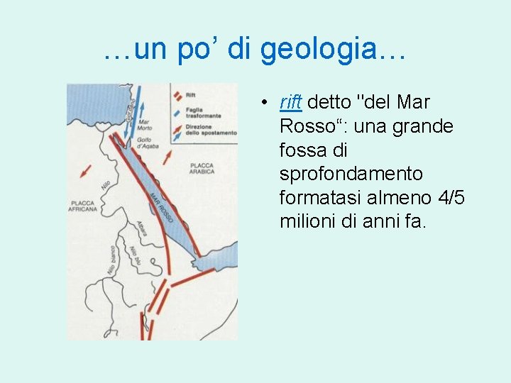 …un po’ di geologia… • rift detto "del Mar Rosso“: una grande fossa di