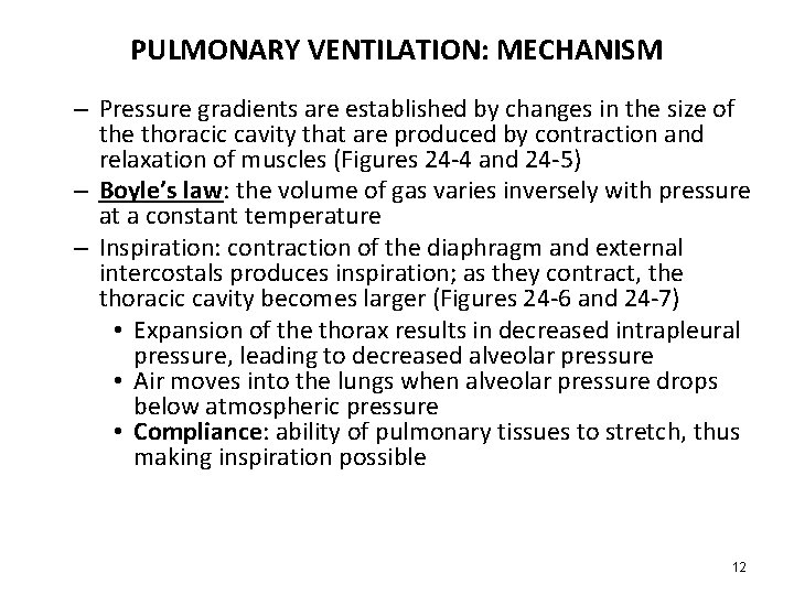 PULMONARY VENTILATION: MECHANISM – Pressure gradients are established by changes in the size of