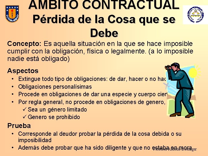 AMBITO CONTRACTUAL Pérdida de la Cosa que se Debe Concepto: Es aquella situación en