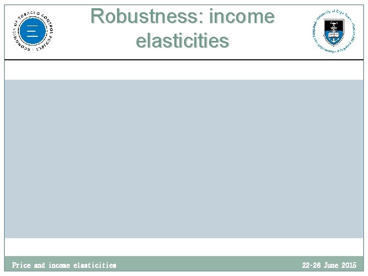 Robustness: income elasticities Price and income elasticities 22– 26 June 2015 