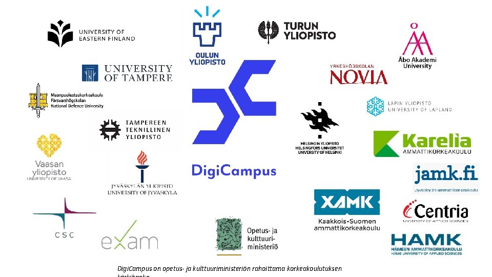 Digi. Campus on opetus- ja kulttuuriministeriön rahoittama korkeakoulutuksen Digi. Campus on opetus- ja kulttuuriministeriön rahoittama korkeakoulutuksen