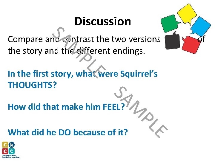 Discussion S Compare and. Acontrast the two versions M the story and the different