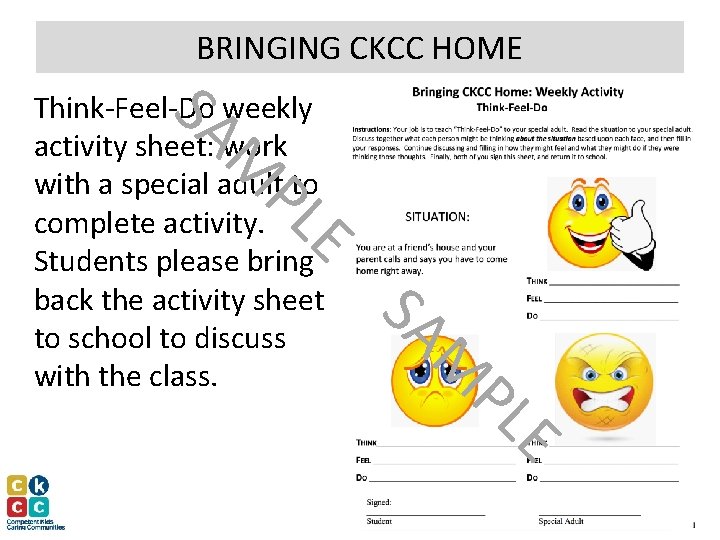 BRINGING CKCC HOME SA Think-Feel-Do weekly activity sheet: work with a special adult to