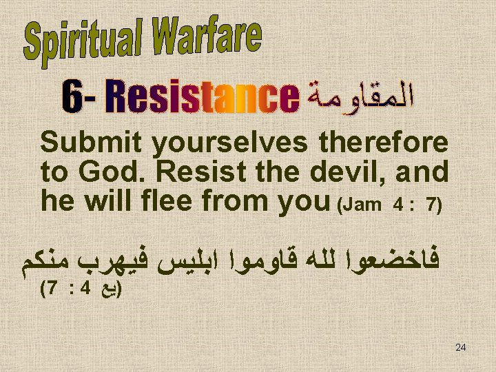 Submit yourselves therefore to God. Resist the devil, and he will flee from you