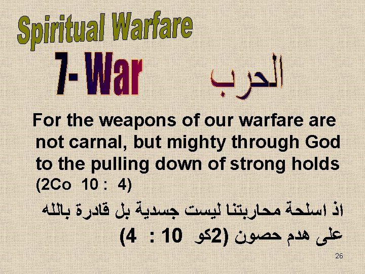 For the weapons of our warfare not carnal, but mighty through God to the