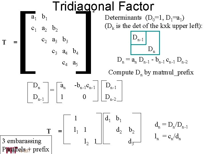 [ ] Tridiagonal Factor a 1 b 1 c 1 a 2 b 2