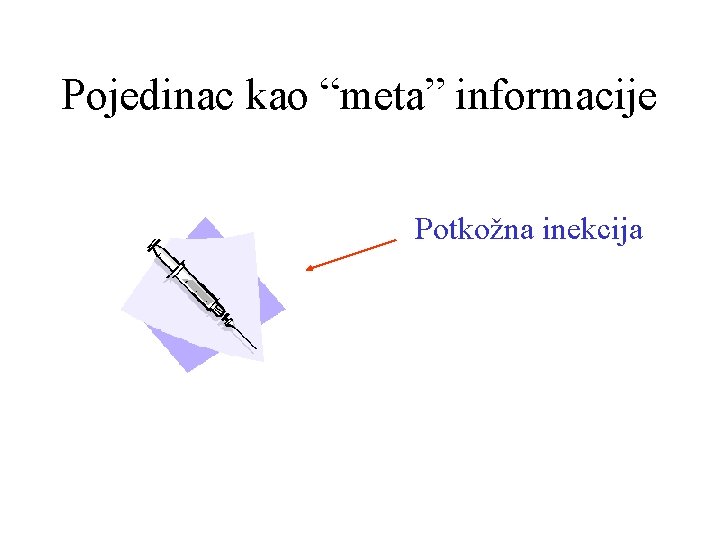 Pojedinac kao “meta” informacije Potkožna inekcija 